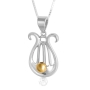 Marina Stainless Steel Harp Necklace with Gold Plated Balls - 1