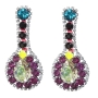 Multi-Colored Jeweled Tear Drop Earrings by L.K. Designs - 1