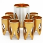 Caesarea Arts Nickel and 24K Gold Plated Interior 7 Piece Kiddush Set  - Lotus (Silver and Gold) - 1