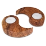 Olive Wood Oriental Style Tealight Candle Holders - 1