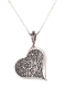   Ornate Silver Heart Necklace - Shema Israel - 1