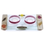 Painted Glass Candlesticks with Tray: Pomegranates (Red). Lily Art - 1