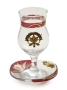 Painted Glass Eliyahu Cup: Floral Red & Gold. Lily Art - 1
