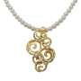 Pearls and Gold Plated Silver Ornament Necklace - 1