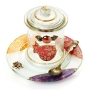Pomegranate: Painted Glass 4-Piece Honey Pot Set. Lily Art - 1