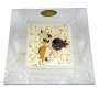 Pomegranates: Gold and Brown Hand Decorated Glass Matzah Tray - 1