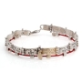 Porat Yosef: Silver and Gold Unisex Bracelet with Red String and Hamsa - 1