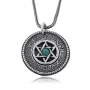 Priestly Blessing: Double Disk Star of David Pendant with Turquoise - 2