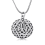 Priestly Blessing: Double Sided Ornate Silver Disk Hamsa Pendant - 2
