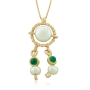 Queen Helene: Pearls and Green Agates Brass Dangling Necklace - 2