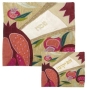 Raw Silk Appliqued Matzah Cover and Afikoman Bag Set-Sliced Pomegranates (White) - 1