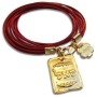 Red Multi-Leather Cord Wrap Bracelet with Gold-Plated Kabbalah Pendant - 1
