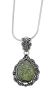   Roman Glass Teardrop Necklace with Ornate Sterling Silver Frame - 1