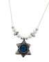 Roman Glass and Pearl Sterling Silver Star of David Necklace (Round) - 1