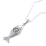 Roman Glass and Silver Fish Necklace - 1