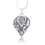 Roman Glass and Sterling Silver Teardrop Necklace - 2