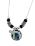 Roman Glass and Sterling Silver Chai Necklace with Dumortierite Gemstones - 1