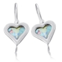   Roman Glass and Sterling Silver Heart Earrings - 1