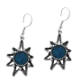 Roman Glass and Sterling Silver Starburst Earrings - 1