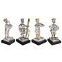 Set of 4 Silver Musician Figurines with Golden Highlights  - 1