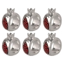  Set of 6 Silver Napkin Rings - Pomegranates - 1
