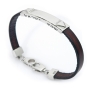 Shema Israel: Silver and Leather Bracelet with Diamond Accent - 2