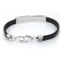  Shema Israel: Silver and Leather Bracelet with Diamond Accent - 1