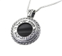 Shema Israel: Sterling Silver and Onyx Necklace - 1