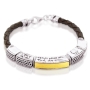 Shema Yisrael: Leather, Gold and Silver Unisex Bracelet with Star of David and Hamsa - 3