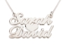 Silver 2-Name Necklace in English with Heart (Victorian Script) - 1
