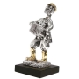 Silver Accordion Player Figurine with Golden Highlights (Large) - 1