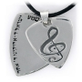  Silver Double Reuleaux Shema Yisrael Necklace with Diamond Accent: Treble Clef/Guitar Pick - 2