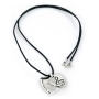  Silver Double Reuleaux Shema Yisrael Necklace with Diamond Accent: Treble Clef/Guitar Pick - 1