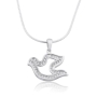 Silver Dove Necklace with Zirconia Accents - 1