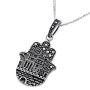 Silver Hamsa Necklace with Jerusalem Motif & Marcasite - 1