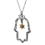 Silver Hamsa Necklace with Star of David - Porat Yosef - 1