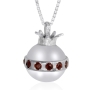 Silver Jeweled Pomegranate Necklace - Garnet Stones - 2