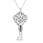 Silver Key Necklace with Name and Swarovski Birthstone - 3