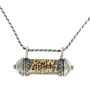 Silver Mezuzah Necklace with Microfilm Book of Psalms - Shema Israel (Ancient Script) (Deuteronomy 6:4) - 1