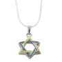 Silver, Patterned Gold, and Opalite Interlocked Star of David Necklace - 1