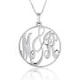 Silver Round Personalized Name Necklace - Initials in English - 3