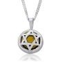 Silver Star of David Necklace with Tiger's Eye Stone - 2