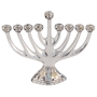 Silver Tree of Life Jerusalem Menorah with Golden Highlights - 1