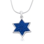 Silver and Blue Zirconia Star of David Necklace - 2