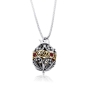 Silver and Gold Pomegranate Necklace with Garnet Stones - 1