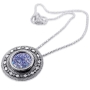 Silver and Roman Glass Circle Necklace with Decorative Border - 1