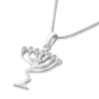 Silver and Zirconia Accents Tree of Life Menorah Necklace - 1