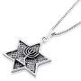 Star of David with Menorah Silver Necklace - 2