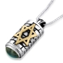 Sterling Silver & 9K Gold Star of David  Necklace with Ana BeKoach and Labradorite Stone - 1