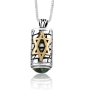 Sterling Silver & 9K Gold Star of David  Necklace with Ana BeKoach and Labradorite Stone - 3